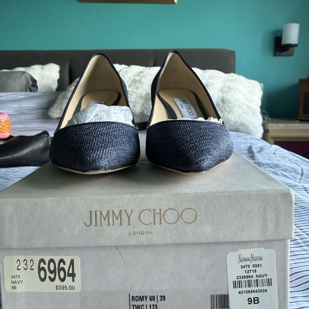 Jimmy Choo Romy 60 Navy Tweed, Brand New In Box - Picture 7 of 7